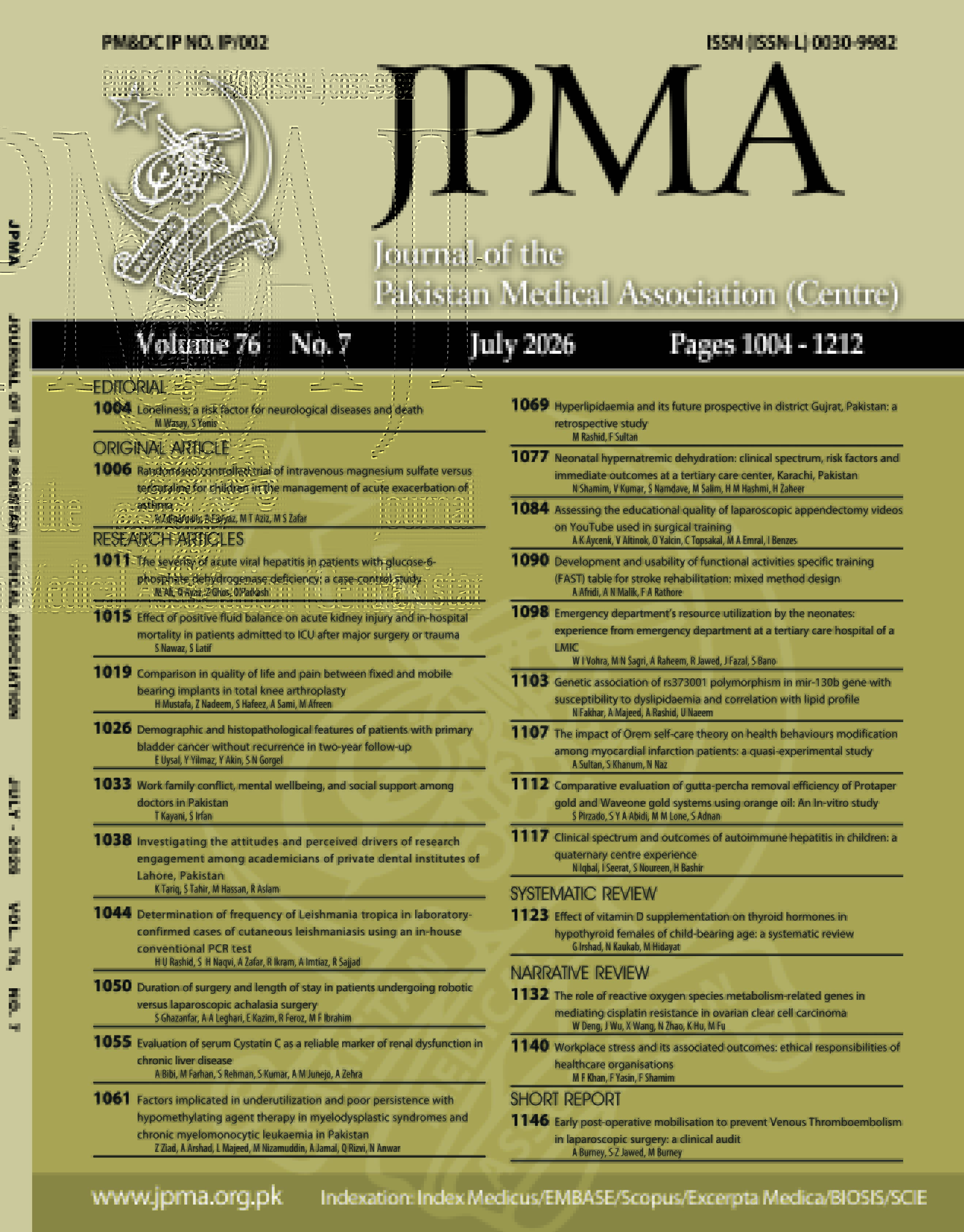 					View Vol. 76 No. 07 (2026): JULY
				